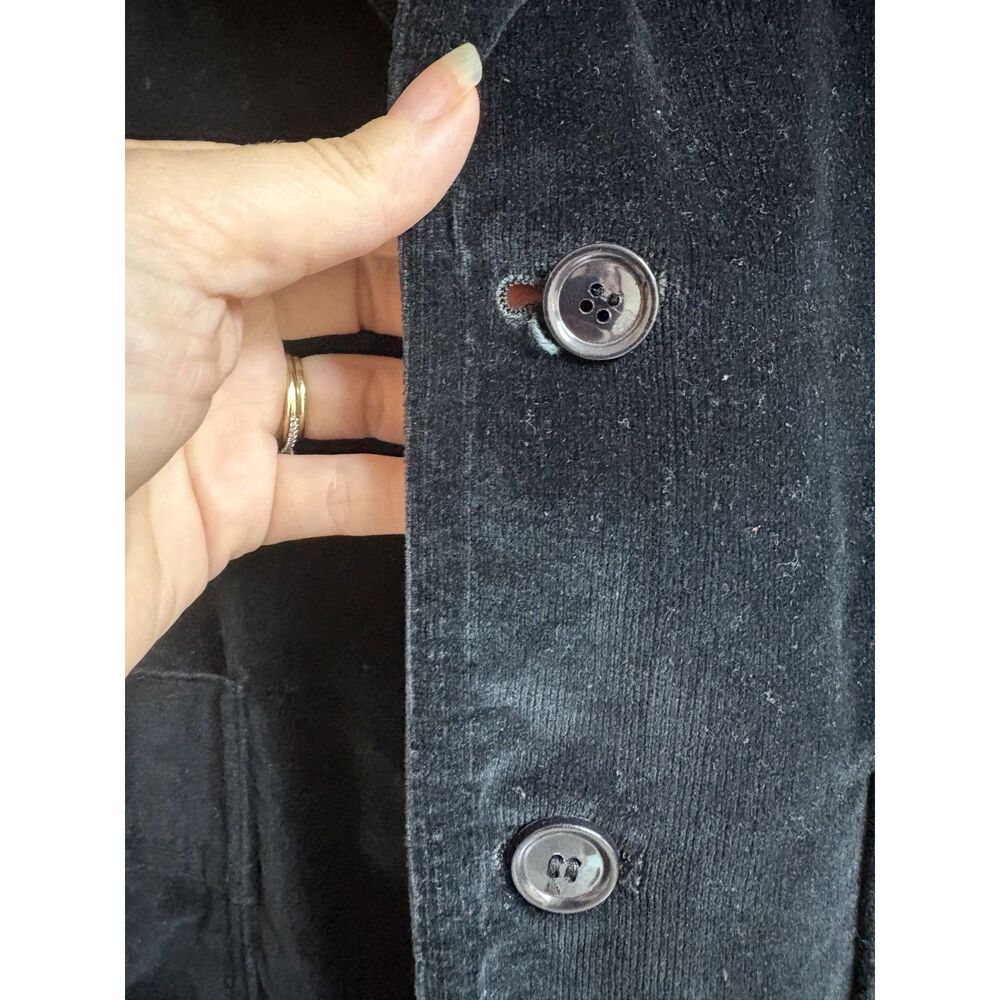 Vtg Black Corduroy Blazer Jacket 1970s Two Button Sport Coat 42R Retro Academia - Picture 5 of 9